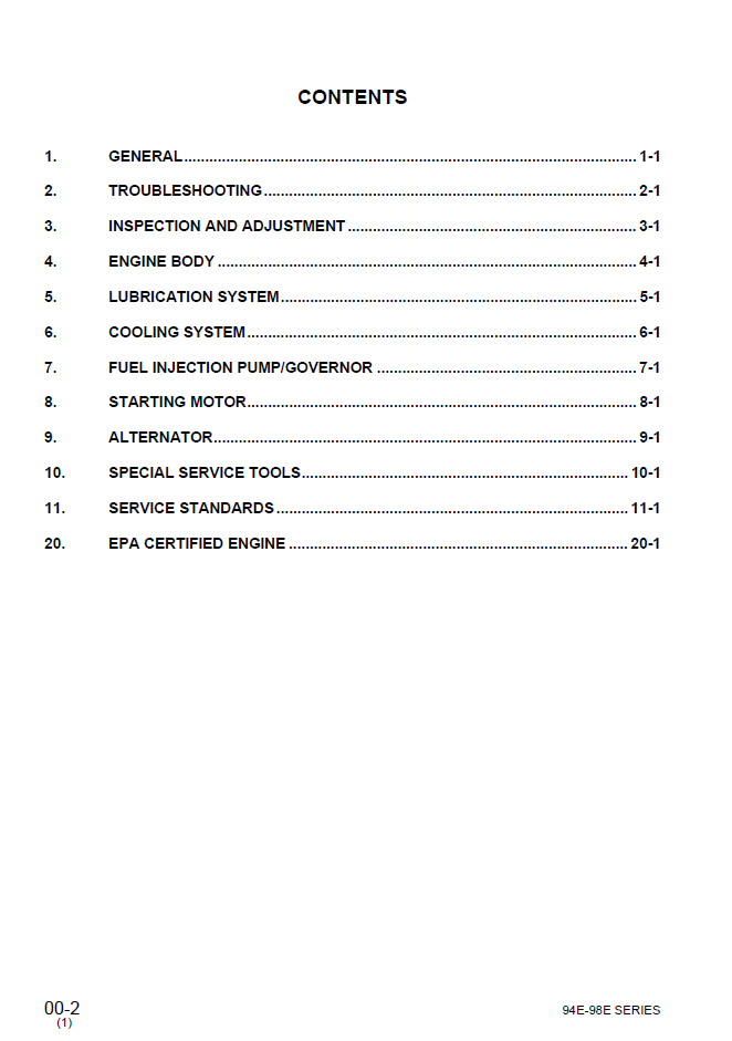 Komatsu 94E Series Diesel Engine Repair Manual SEBM013001 PDF