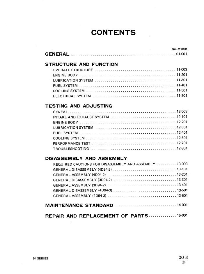 Komatsu 94 Series Engine Overhaul Manual SEBE6142A03