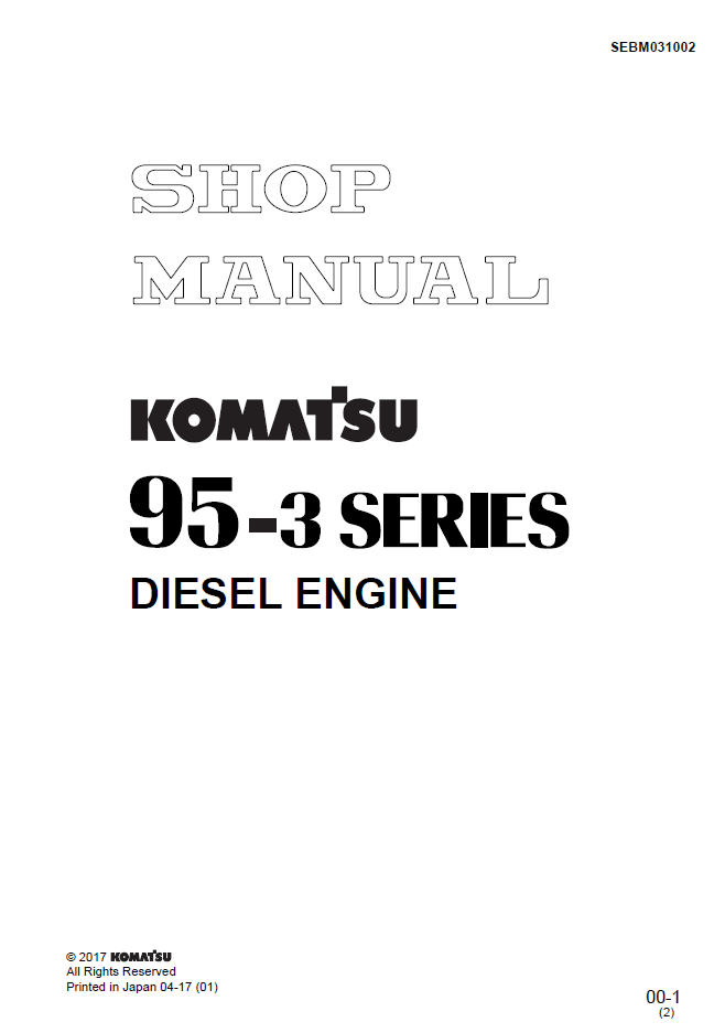 Komatsu 95-3 Diesel Engine Manual SEBM031002 PDF