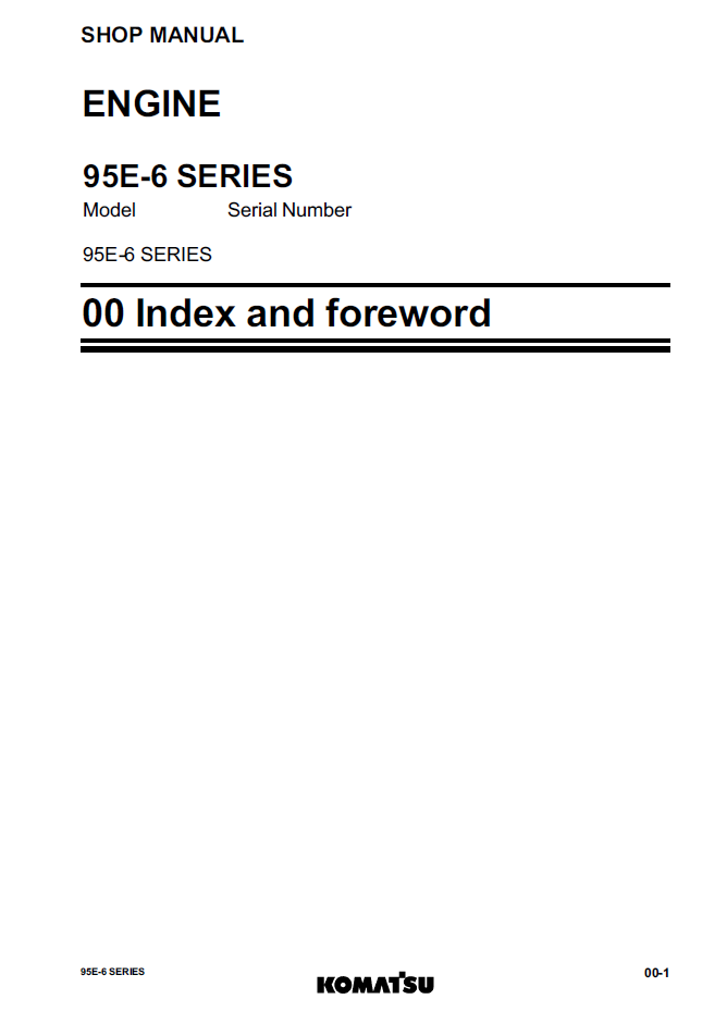 Komatsu 95E-6 Series Engine Service Manual SEN06060-04