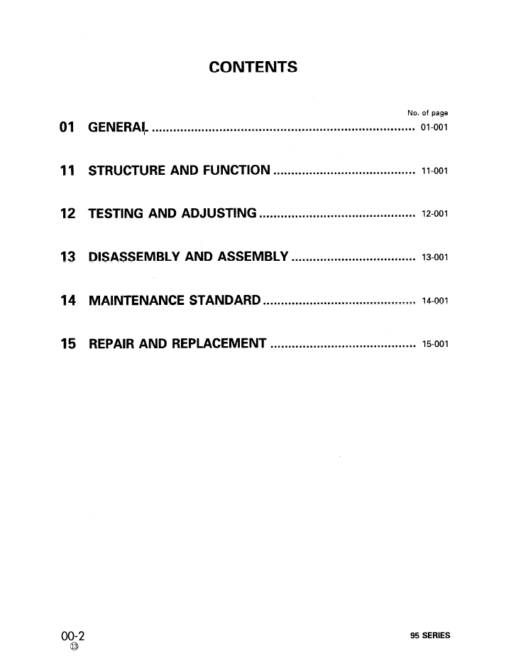 Komatsu 95 Series Engine Repair Manual SEBD61460114
