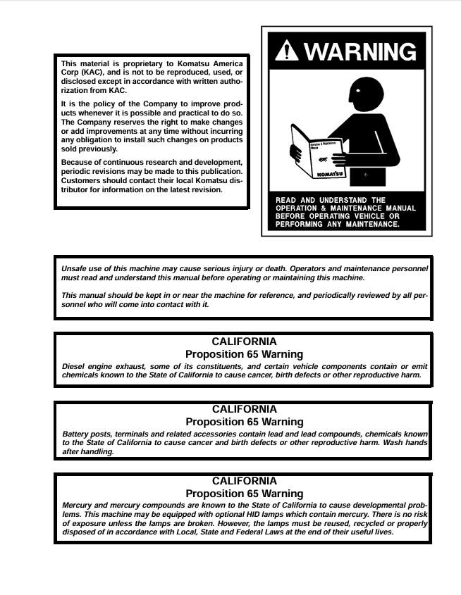 Komatsu 960E-1 Operation and Maintenance Manual PDF Download