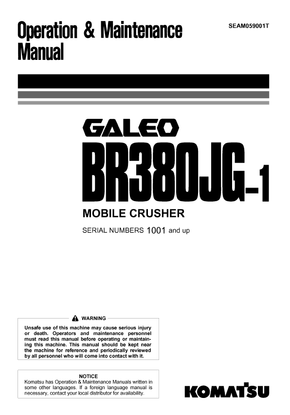 Komatsu BR380JG-1 Manual SEAM059001T PDF