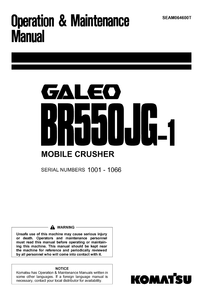 Komatsu BR550JG-1 Manual SEAM064600T PDF