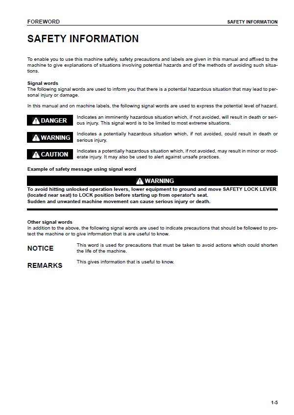 Komatsu CD60R-1 Crawler Carrier Maintenance and Operator Handbook
