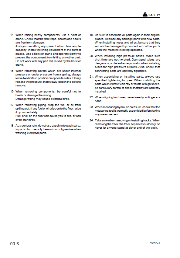 Komatsu CK35-1 Compact Loader Maintenance Manual CEBD017500 PDF