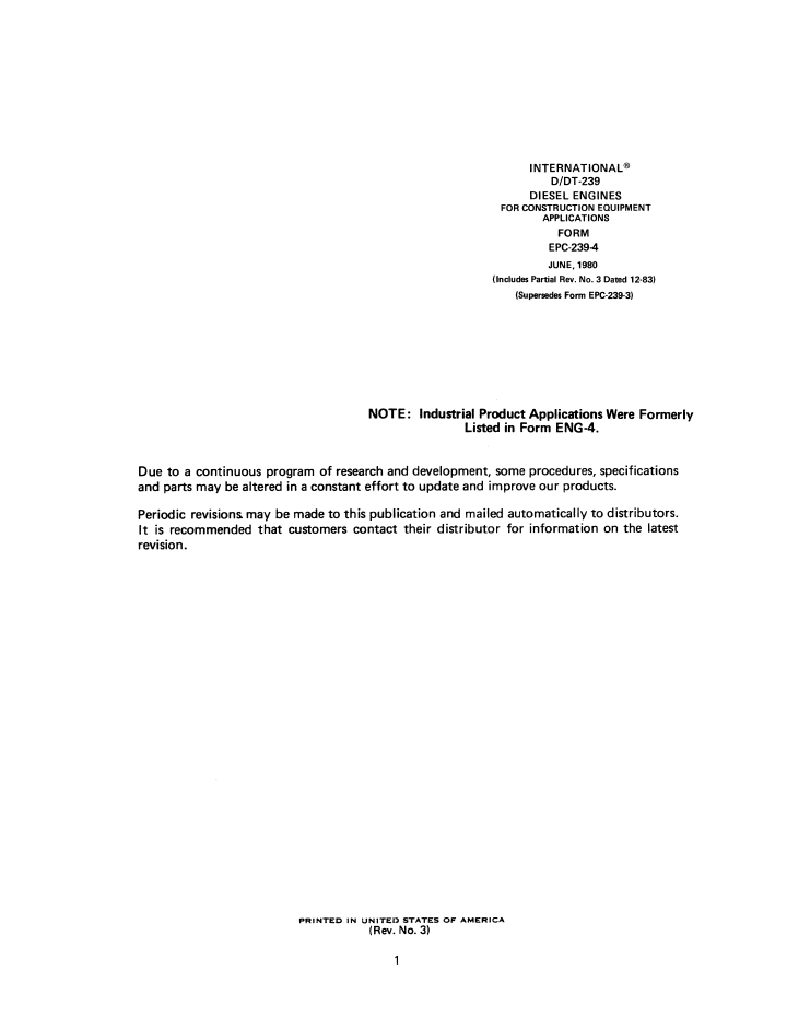 Komatsu D-239 DT-239 Diesel Engine Official Parts Book Manual EPC-239-4 PDF