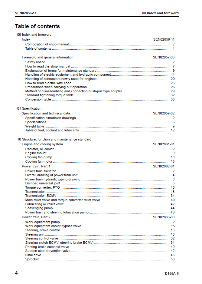 Komatsu D155A-6 Repair Manual SEN02854-11 PDF