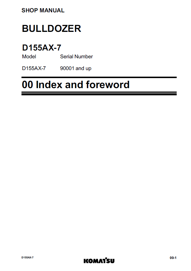 Komatsu D155AX-7 Bulldozer Repair Manual SEN05653-03 PDF