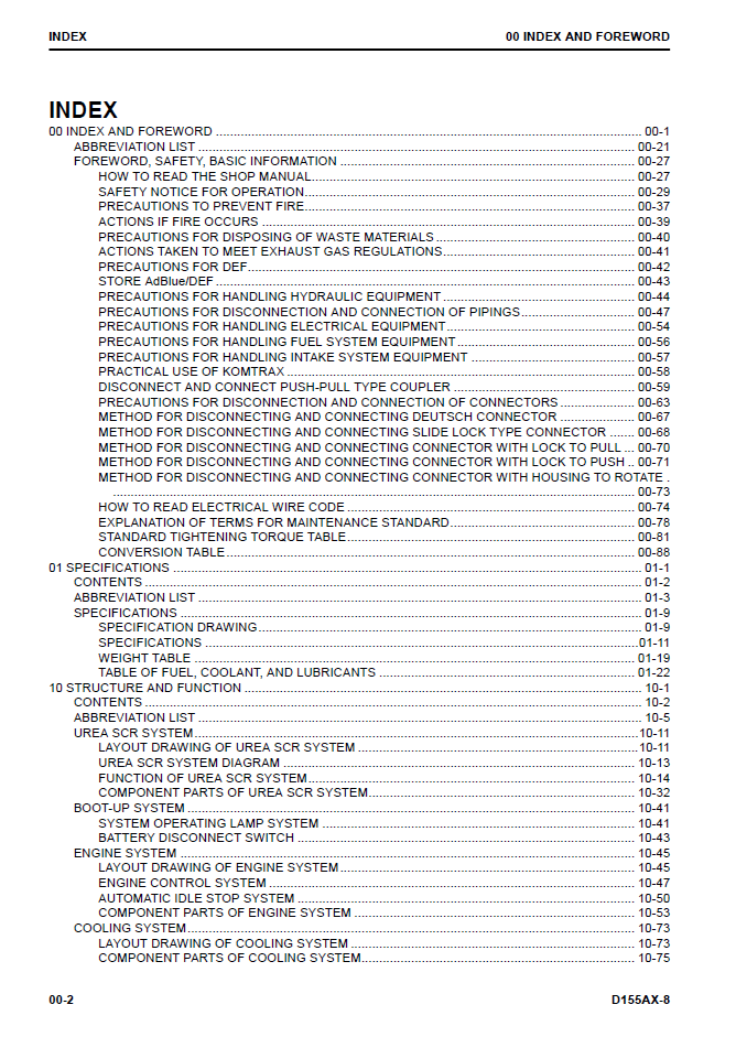 Komatsu D155AX-8 Bulldozer Service Manual SEN06497-06