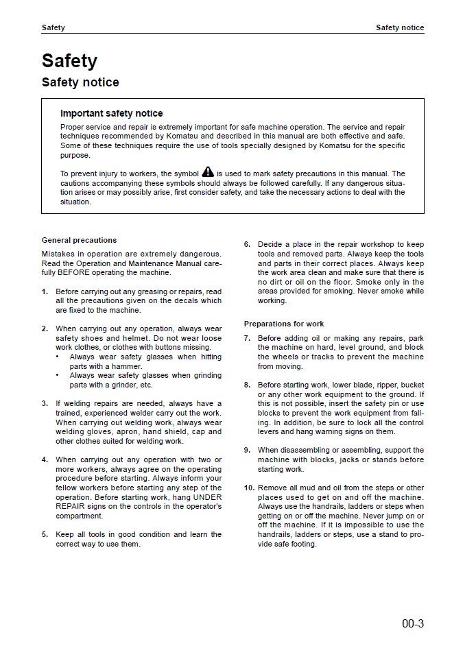 Komatsu D155C-1 Engine Repair Manual SEBM032300 PDF