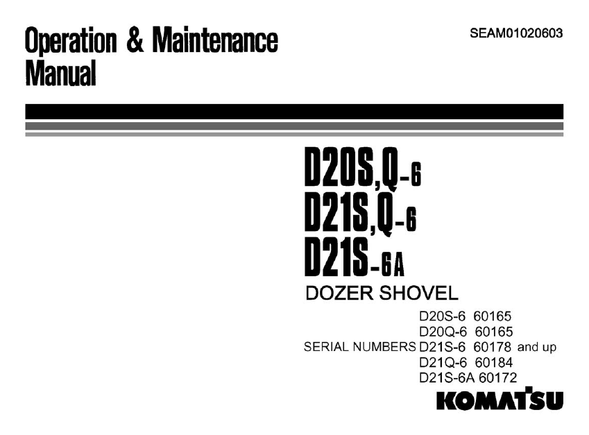 Komatsu D20S D21S Dozer Shovel Manual SEAM01020603 PDF