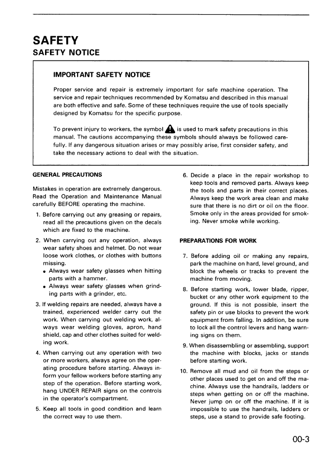 Komatsu D20 D21 Crawler Bulldozer Workshop Manual SEBM001408