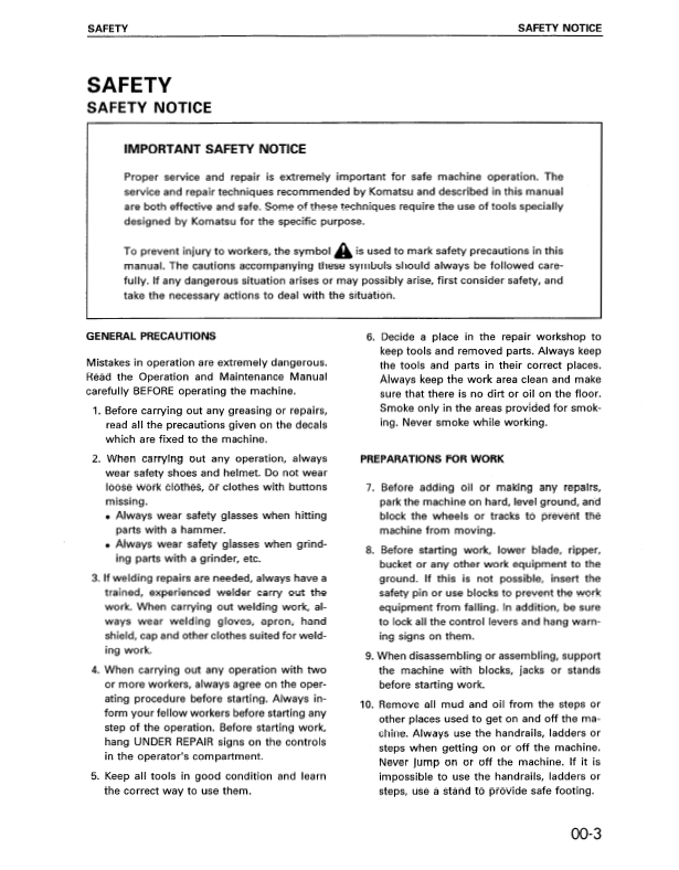 Komatsu D275A-2 Bulldozer Service Manual SEBM000207