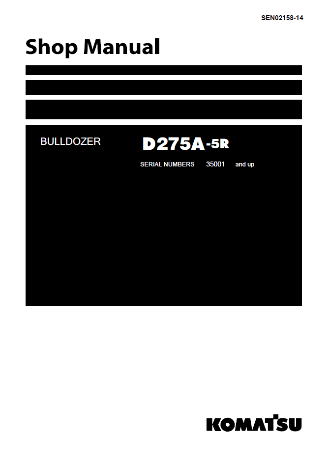 Komatsu D275A-5R Bulldozer Shop Manual SEN02158-14 PDF