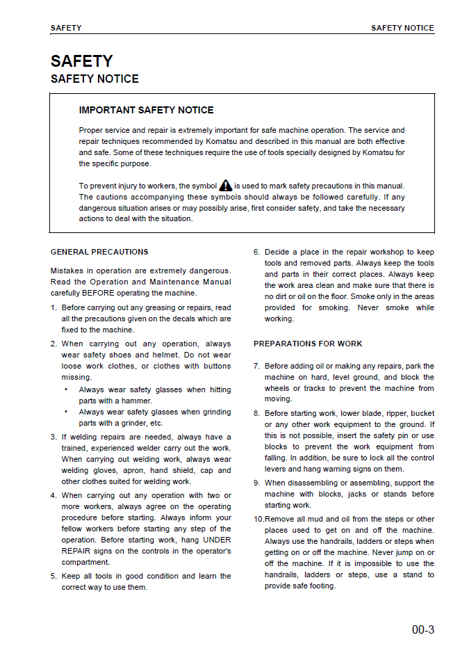 Komatsu D275AX-5 Landfill Shop Manual SEBM032700