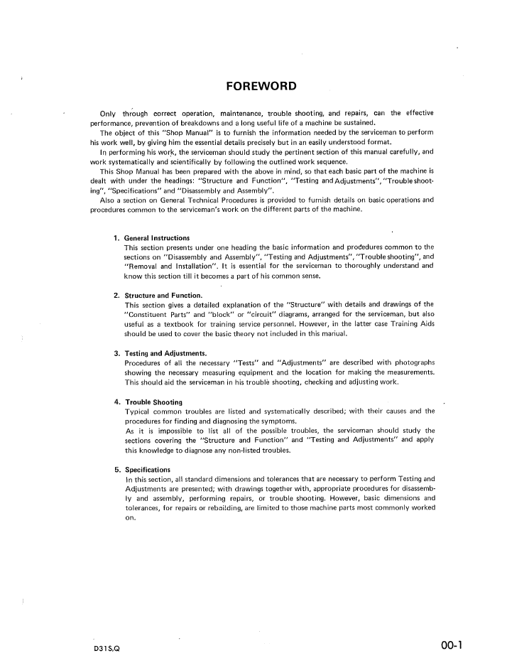 Komatsu D31Q-16 Crawler Dozer Service Manual SEBM0113B01