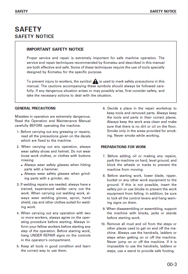 Komatsu D375A-5 Engine Service Manual SEBM035200 PDF