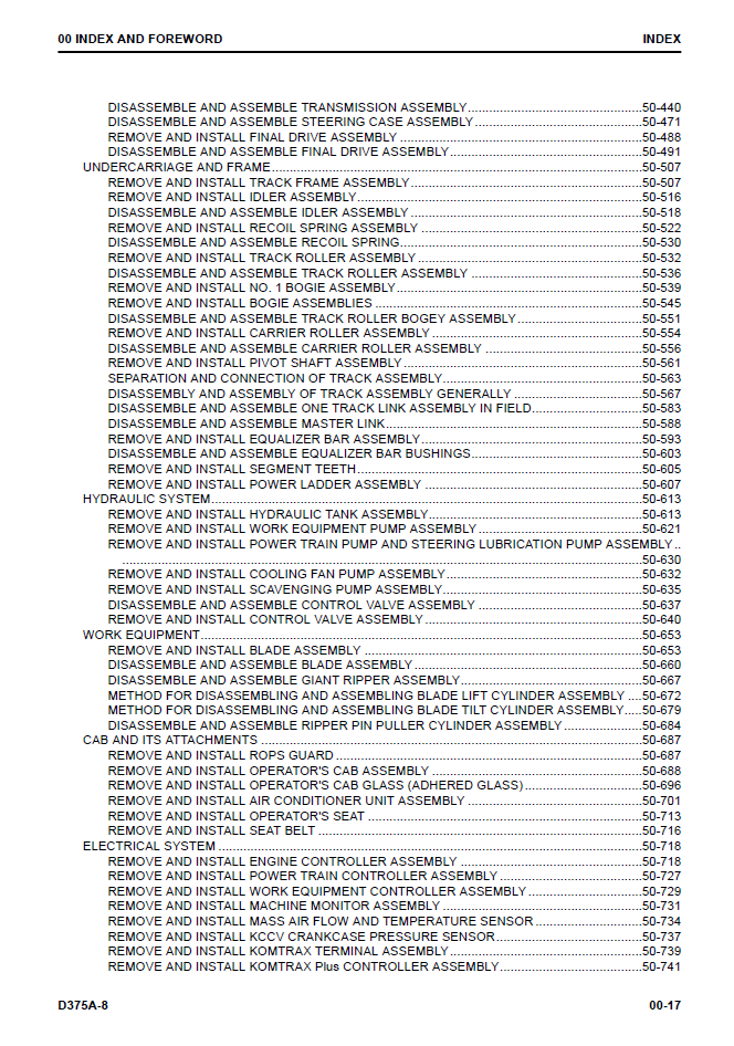 Komatsu D375A-8 Workshop Manual SEN06611-02 PDF