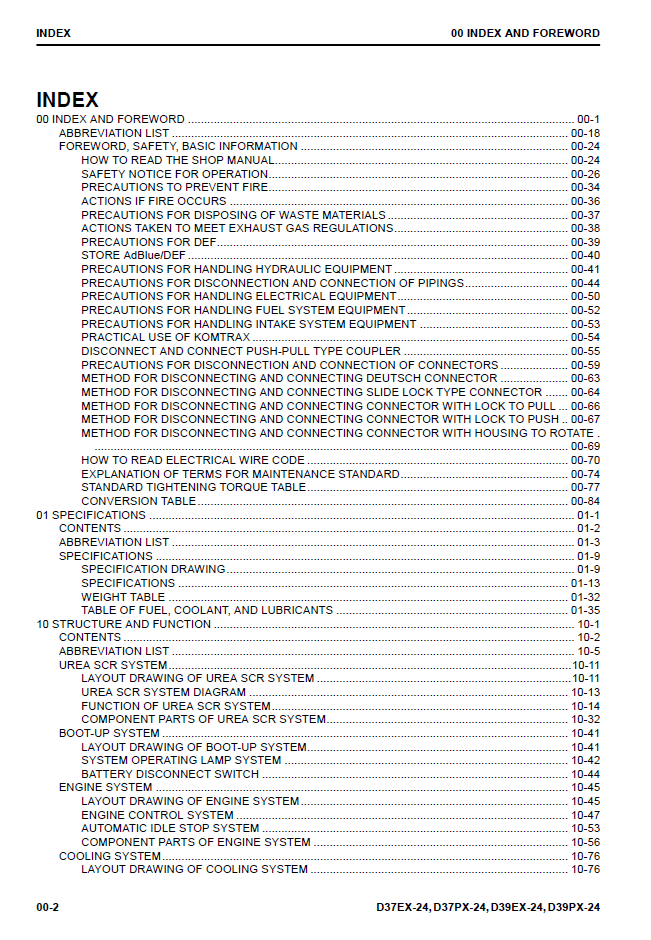 Komatsu D37EX-24 D37PX-24 D39EX-24 D39PX-24 Service Manual