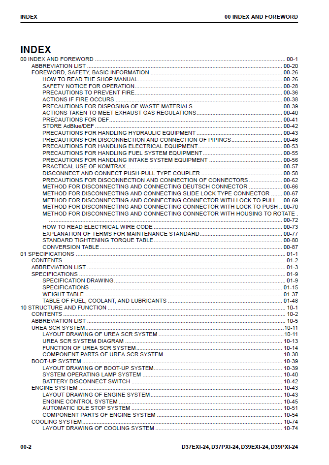 Komatsu D37EXi-24 D37PXi-24 D39EXi-24 D39PXi-24 Shop Manual