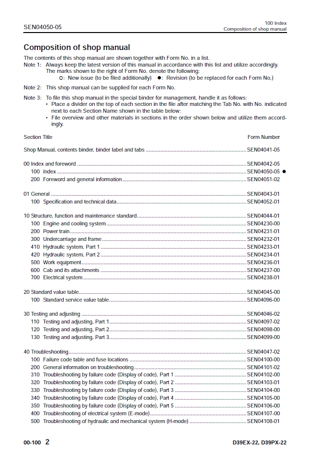 Komatsu D39EX-22 D39PX-22 Service Manual SEN04041-05 PDF