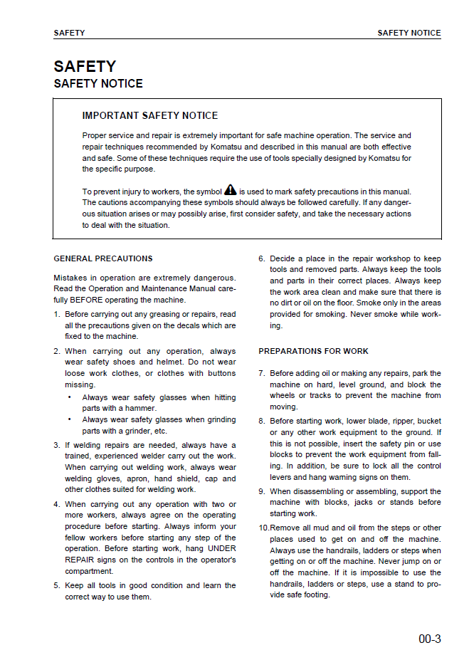 Komatsu D41E-6, D41P-6 Crawler Bulldozer Service Shop Manual (Pub. No. SEBD028803)