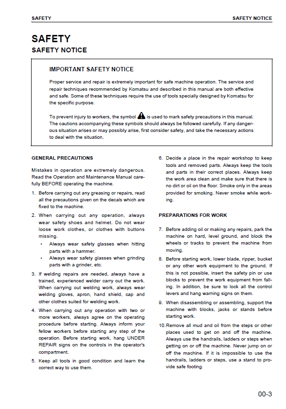 Komatsu D41E-6 / D41P-6 Dozer Workshop Repair Manual