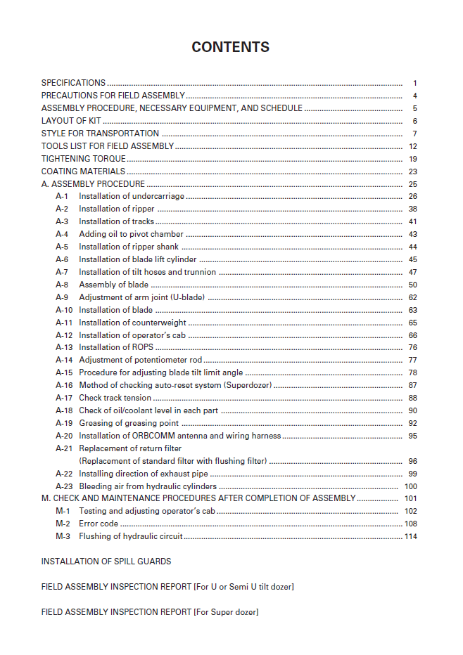 Komatsu D457A-3 Super Dozer Installation & Assembly Instruction Guide PDF - SEAWD02302