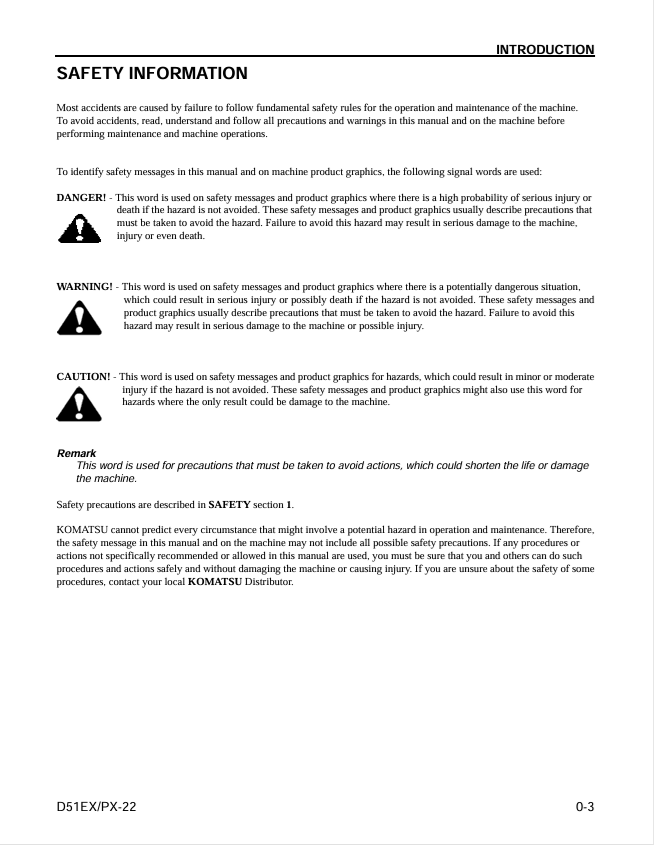 Komatsu D51EX-22 D51PX-22 Crawler Dozer Service Manual PDF