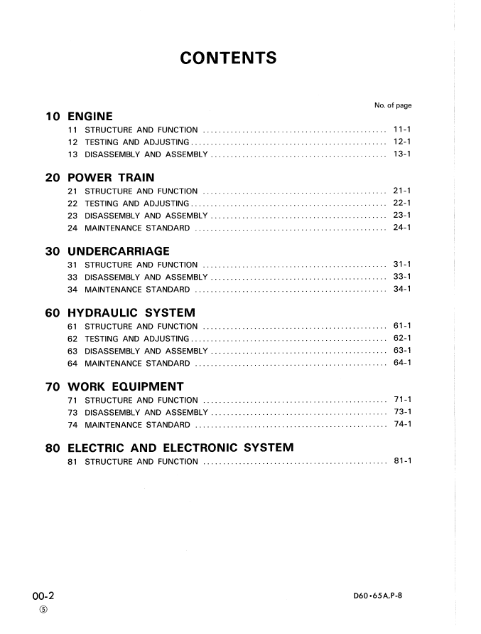 Komatsu D60A D65A Dozer Repair Manual SEBM01440809 PDF