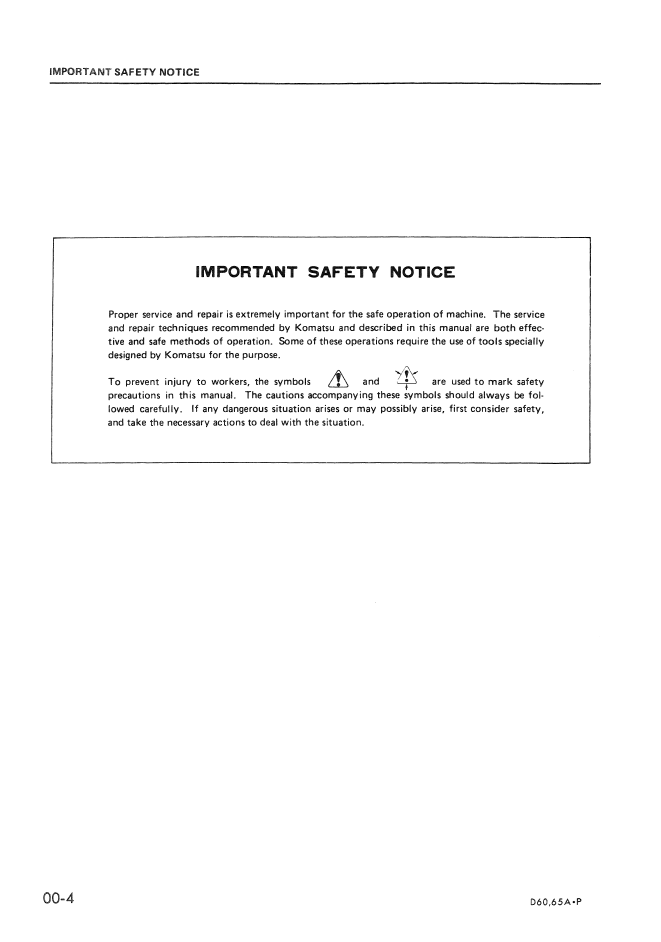 Komatsu D60P-6 D65P-6 Dozer Repair Manual SEBM0144B01