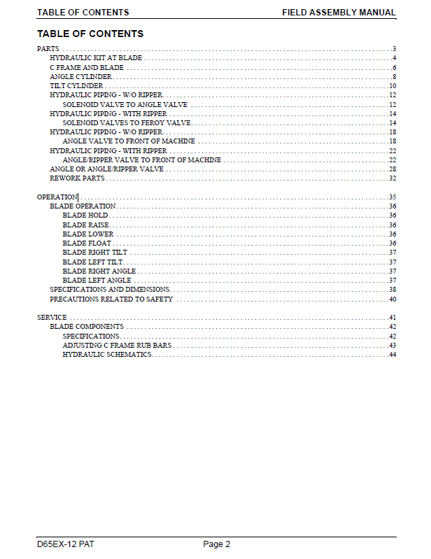 Komatsu D65EX-12 Field Assembly Guide CEAWD01701 PDF