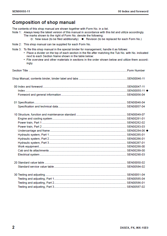 Komatsu D65EX-15E0 D65PX-15E0 Repair Manual SEN00046-11 PDF