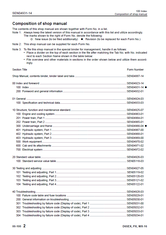 Komatsu D65EX-16 D65PX-16 D65WX-16 Service Manual SEN04887-14