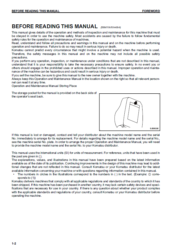 Komatsu D65EX-17 D65PX-17 D65WX-17 Operation & Maintenance Manual
