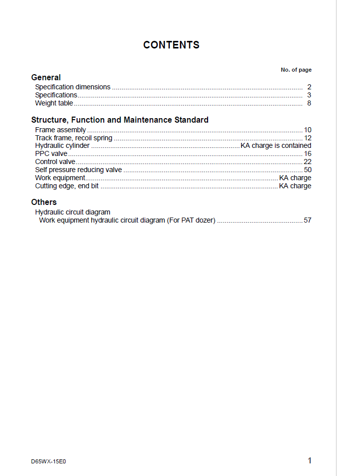 Komatsu D65WX-15EO Power Angle Tilt Dozer Manual PDF