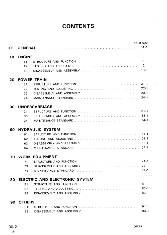 Komatsu D66S-1 Crawler Loader Repair Manual SEBM0142A10