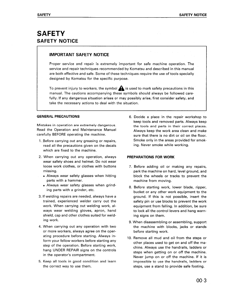 Komatsu D75S-5 Crawler Loader Service Shop Manual (Pub. No. SEBD01450503)