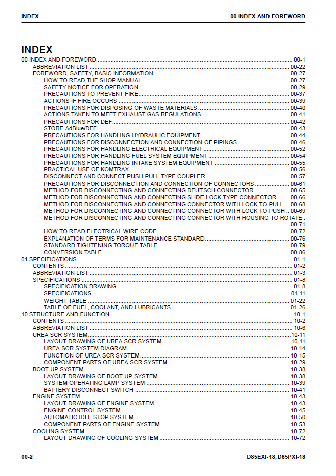 Komatsu D85EXi-18 D85PXi-18 Service Manual SEN06576-01