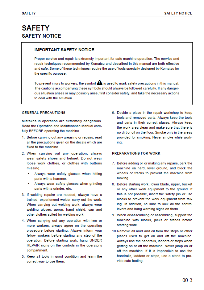 Komatsu DS275AX-5 Engine Service Manual SEBM025511 PDF