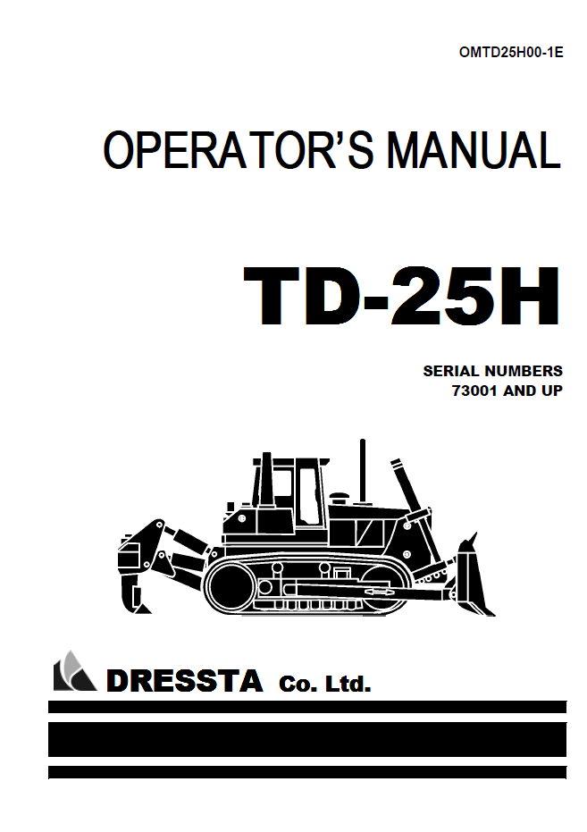 Komatsu Dressta TD-25H Crawler Dozer Operator Manual OMTD25H00-1E PDF