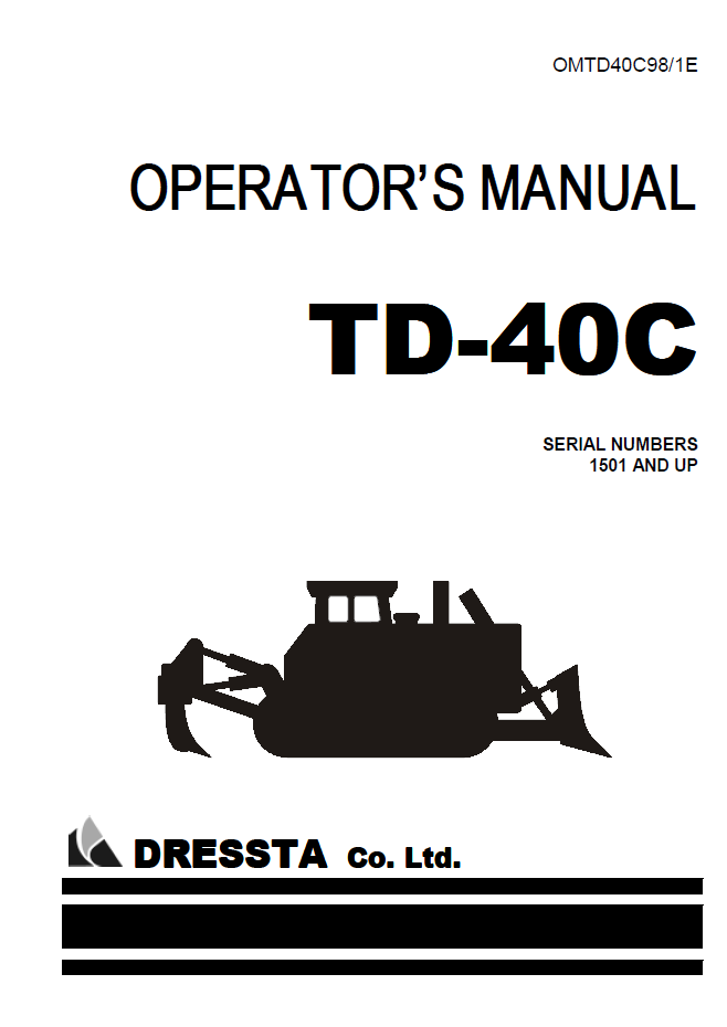 Komatsu Dressta TD-40C Crawler Dozer Operator Manual OMTD40C98-1E PDF