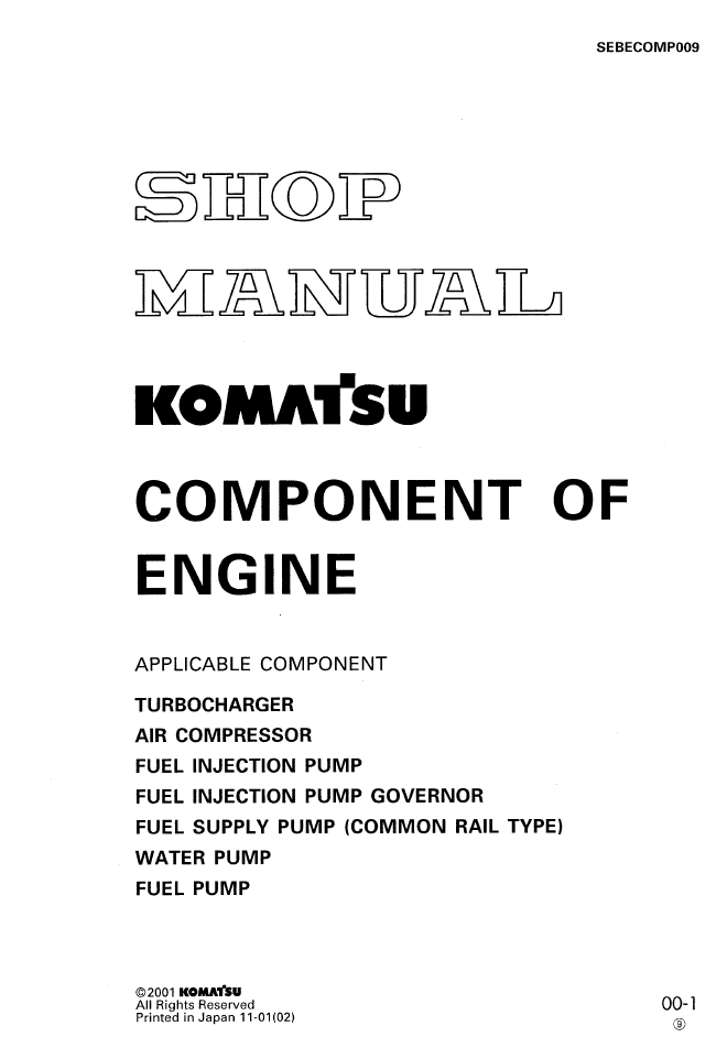 Komatsu Engine Component Shop Manual SEBDCOMP009