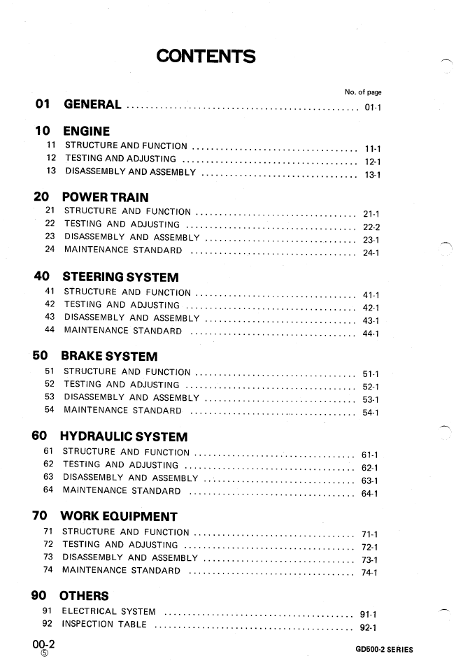 Komatsu GD500-2 Motor Grader Repair Manual SEBM023AB07