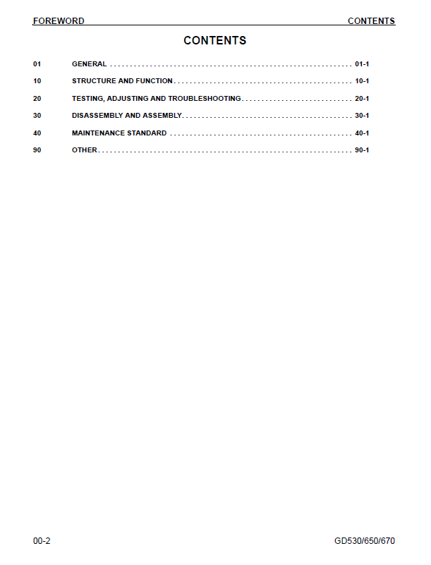 Komatsu GD530A GD650A GD670A Workshop Manual CEBM003902 PDF