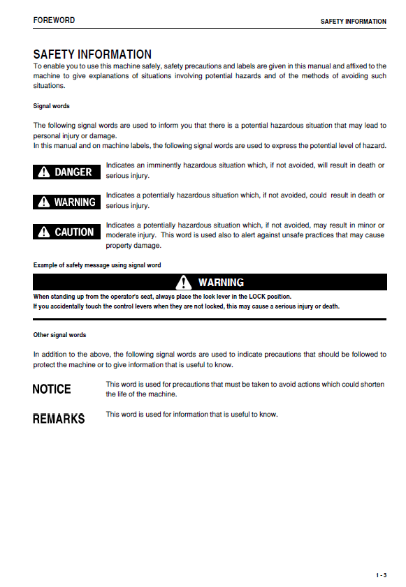 Komatsu GD555-3A Motor Grader Operator and Maintenance Manual