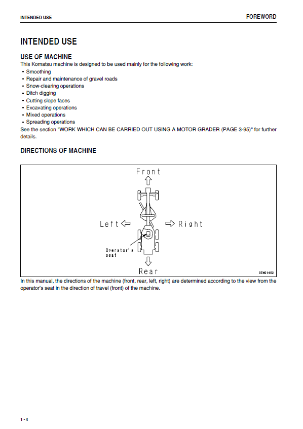 Komatsu GD655-3E0 Motor Grader Operation Manual (PDF)