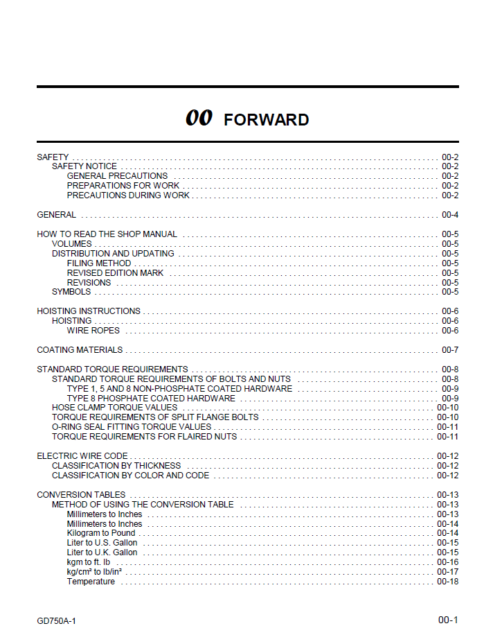 Komatsu GD750A-1 Motor Grader Repair Manual CEBD002104 PDF