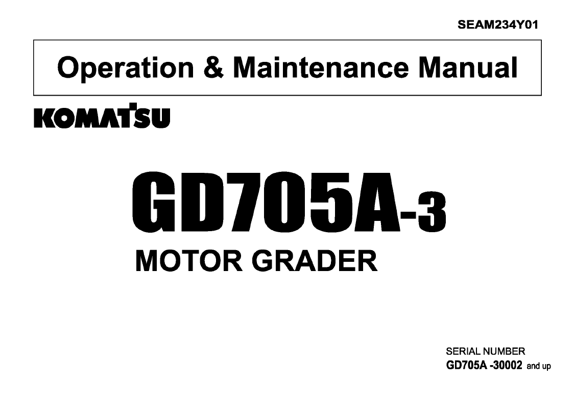 Komatsu GD750A-3 Motor Grader Operation & Maintenance Manual SEAM23DA03